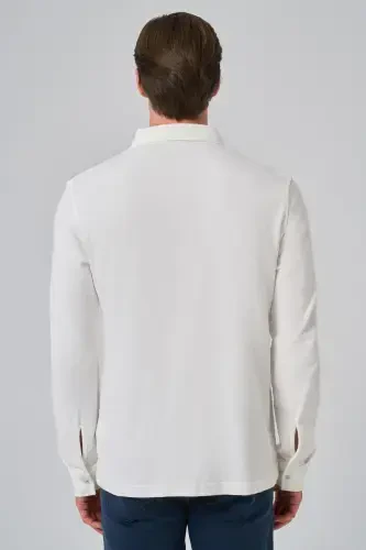 Modazone Men's Ecru Cotton Trend Bark Pattern Dynamic Fit Italian Collar Shirt - 4