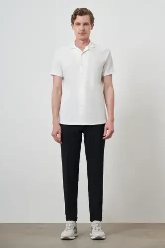 Modazone Men's Ecru Trend Apache Collar Short Sleeve Shirt - 2