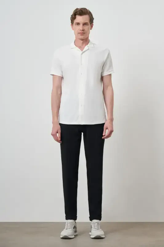 Modazone Men's Ecru Trend Apache Collar Short Sleeve Shirt - 2