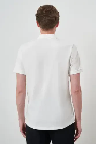 Modazone Men's Ecru Trend Apache Collar Short Sleeve Shirt - 5