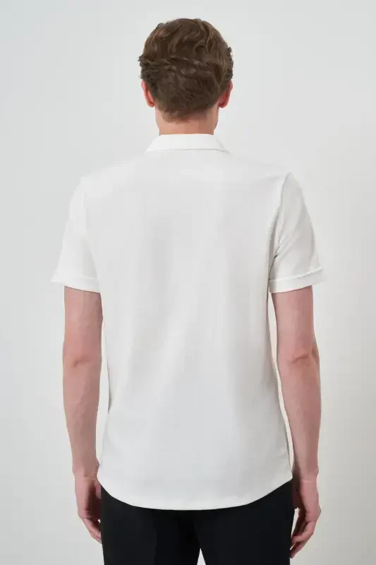 Modazone Men's Ecru Trend Apache Collar Short Sleeve Shirt - 5