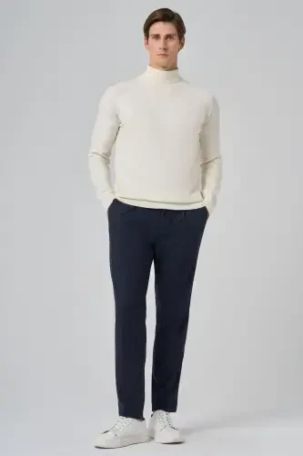 Modazone Men's Ecru Trend Core Spun Fisherman's Collar Dynamic Fit Comfort Fit Knitted Sweater - 4