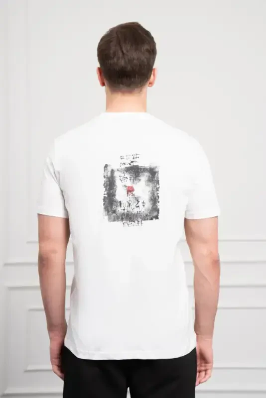 Modazone Men's Ecru Trend Crew Neck Dynamic Fit Cotton T-Shirt - 5