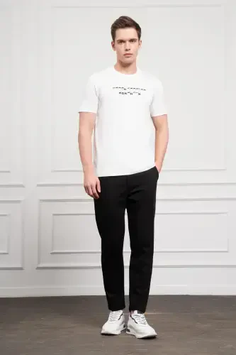 Modazone Men's Ecru Trend Crew Neck Dynamic Fit Cotton T-Shirt - 2