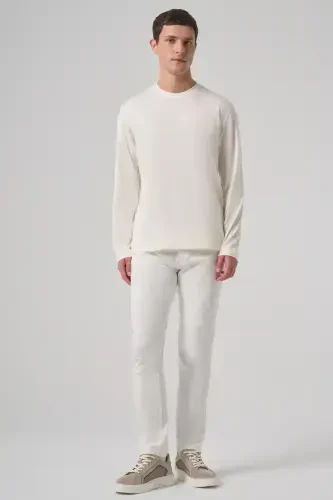 Modazone Men's Ecru Trend Crew Neck Rayon Sweatshirt - 4