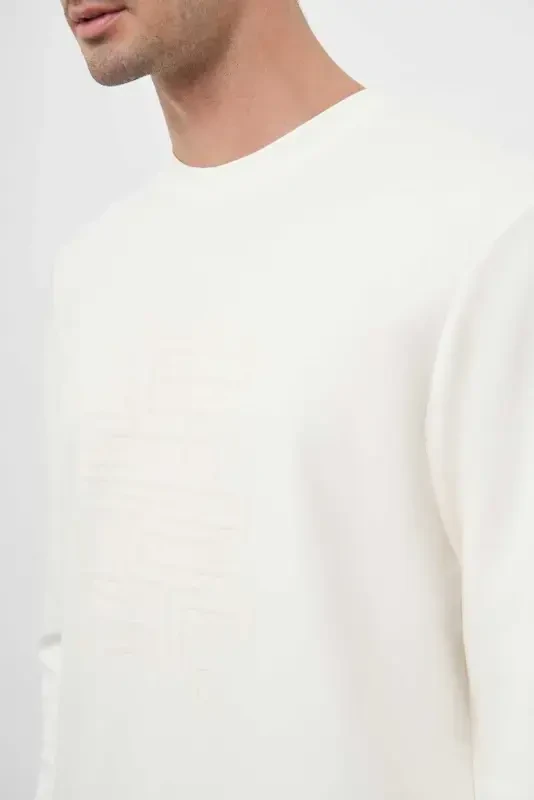 Modazone Men's Ecru Trend Crew Neck Sweatshirt - 3