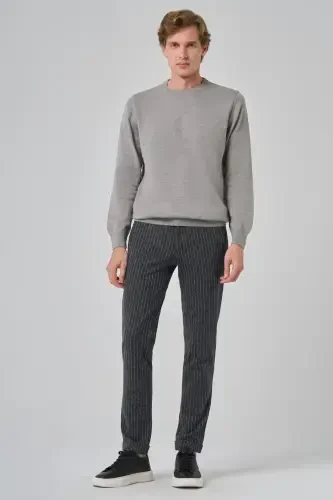 Modazone Men's Gray Basic Crew Neck Dynamic Fit Relaxed Fit Knitwear - 4