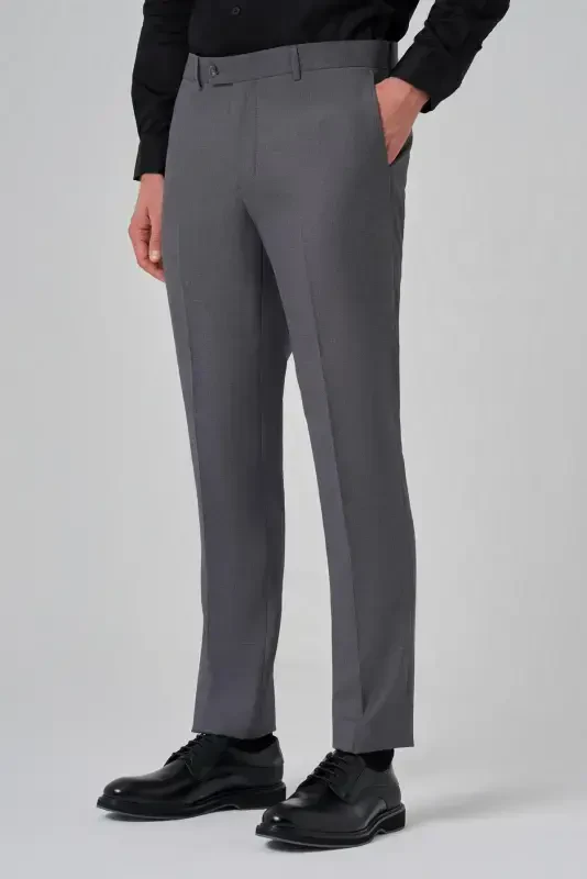 Modazone Men's Gray Classic Slim Fit Narrow Cut Pants - 3