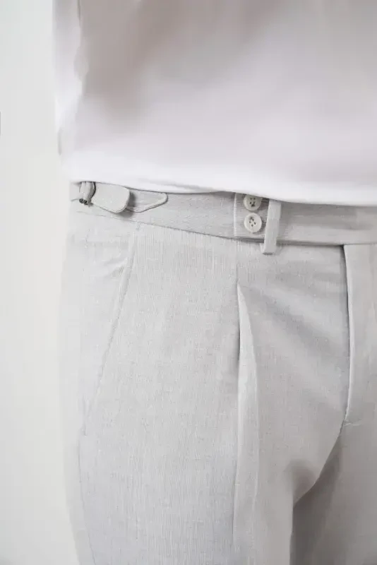 Modazone Men's Gray Polyviscose Trend Pleated Slim Fit Sports Trousers - 4