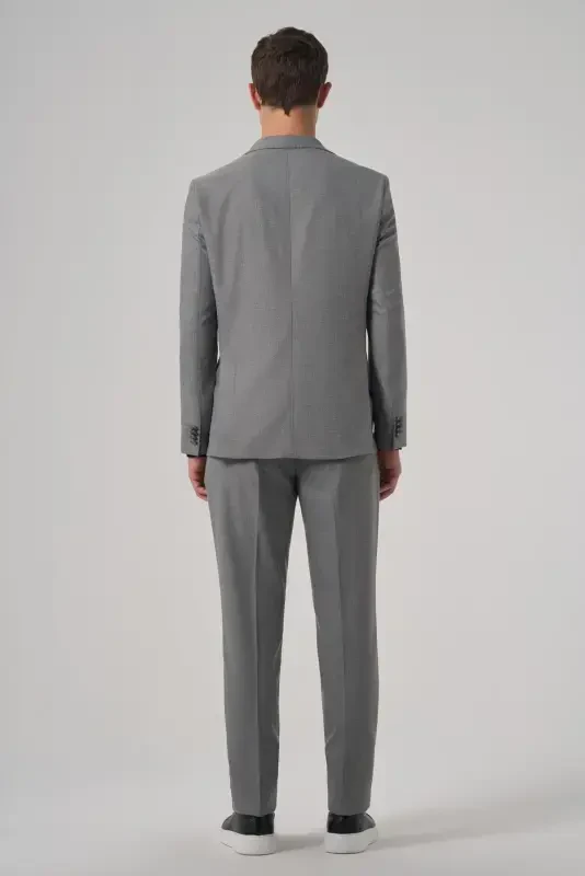 Modazone Men's Gray Polyviscose Trendy Patterned Slim Fit Pointed Collar Suit - 5