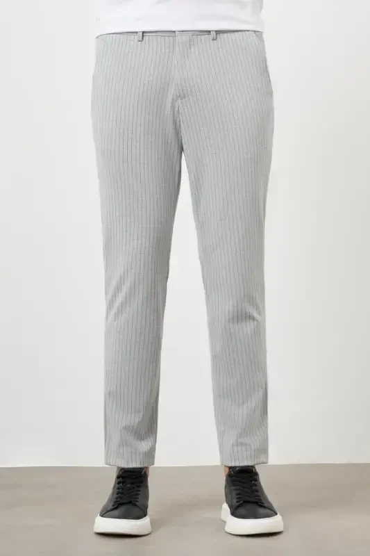Modazone Men's Gray Polyviscose Trendy Striped Slim Fit Knitted Sports Pants - 1