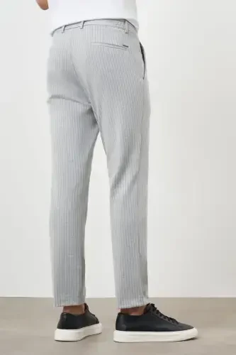 Modazone Men's Gray Polyviscose Trendy Striped Slim Fit Knitted Sports Pants - 4