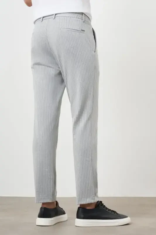 Modazone Men's Gray Polyviscose Trendy Striped Slim Fit Knitted Sports Pants - 4
