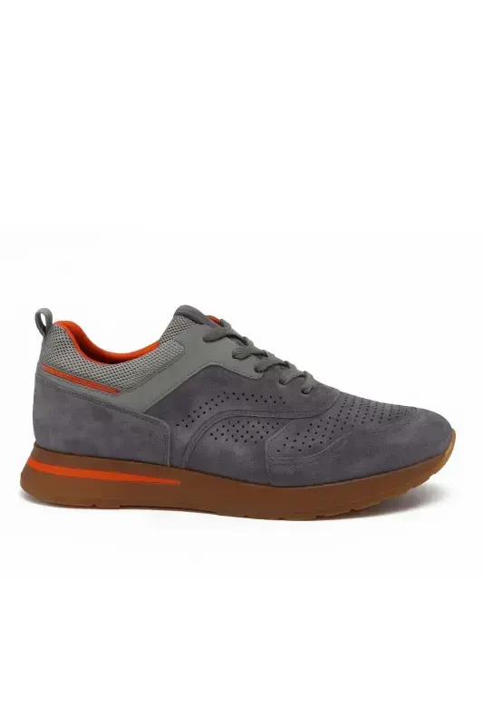 Modazone Men's Gray Seasonal Casual Leather Sneakers - MORVEN