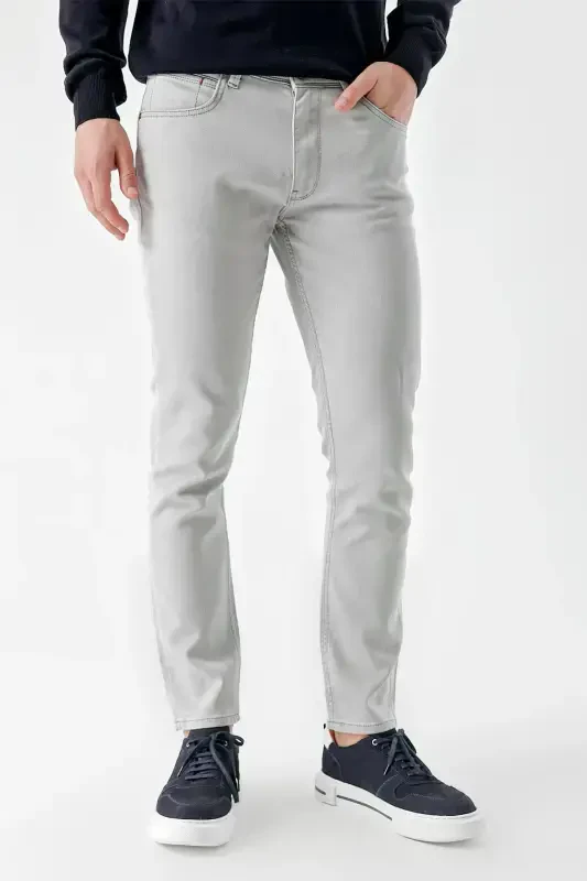 Modazone Men's Gray Seasonal Cotton 5 Pocket Slim Fit Jean Pants - 3