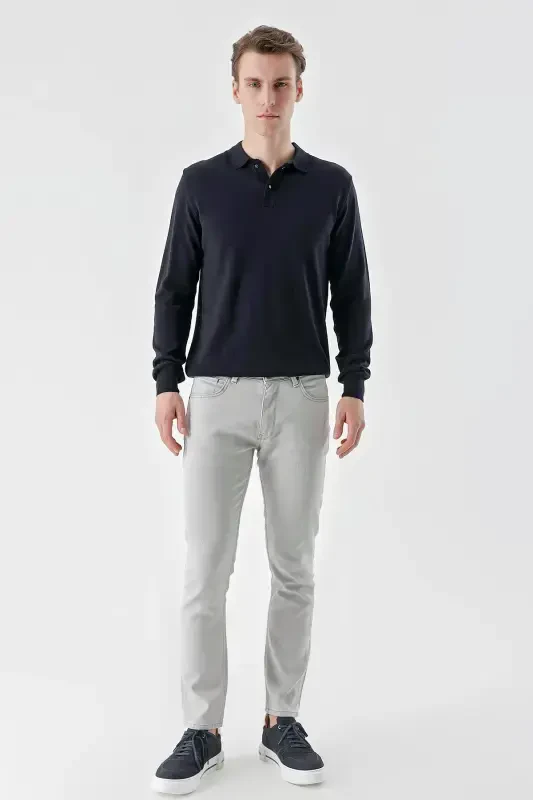 Modazone Men's Gray Seasonal Cotton 5 Pocket Slim Fit Jean Pants - 6