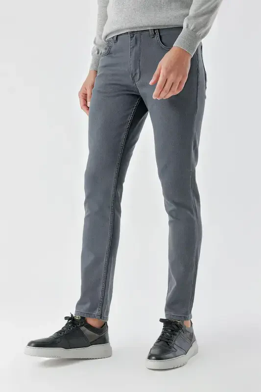 Modazone Men's Gray Seasonal Cotton 5 Pocket Slim Fit Jean Pants - 1