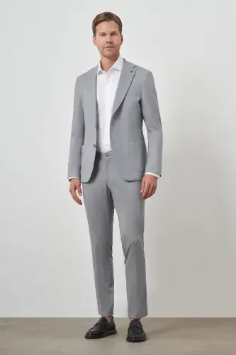 Modazone Men's Gray Trend Slim Fit Mono Collar Suit - MORVEN (1)
