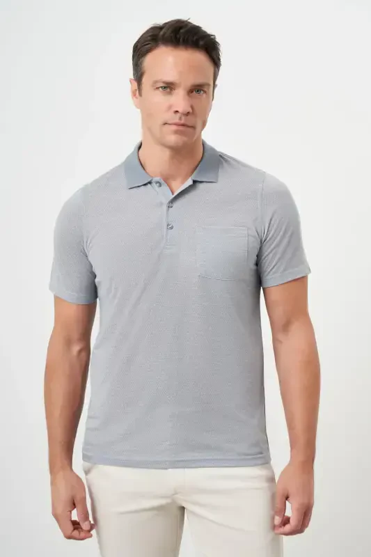 Modazone Men's Gray Trendy Pocketed Polo Neck T-Shirt - MORVEN