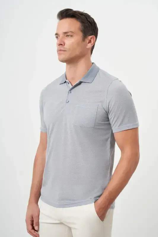 Modazone Men's Gray Trendy Pocketed Polo Neck T-Shirt - 3
