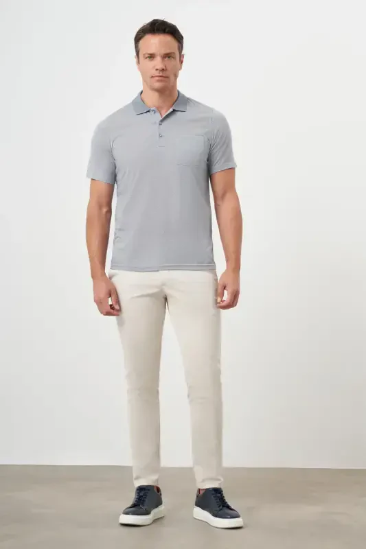 Modazone Men's Gray Trendy Pocketed Polo Neck T-Shirt - 4