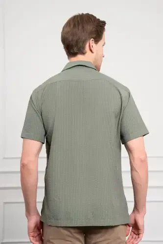 Modazone Men's Green Apache Collar Short Sleeve Shirt - 5