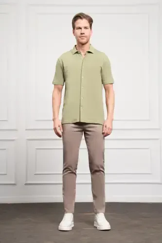 Modazone Men's Green Apple Trend Apache Collar Dynamic Fit Short Sleeve Shirt - 2