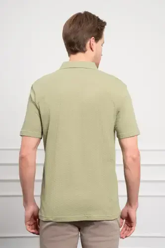 Modazone Men's Green Apple Trend Apache Collar Dynamic Fit Short Sleeve Shirt - 5