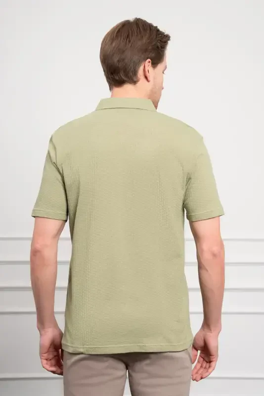 Modazone Men's Green Apple Trend Apache Collar Dynamic Fit Short Sleeve Shirt - 5