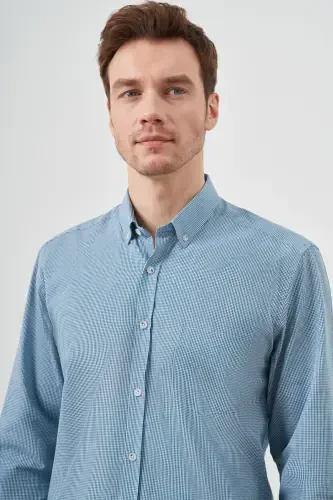 Modazone Men's Green Cotton Plaid Button-Down Collar Regular Fit Shirt - MORVEN (1)