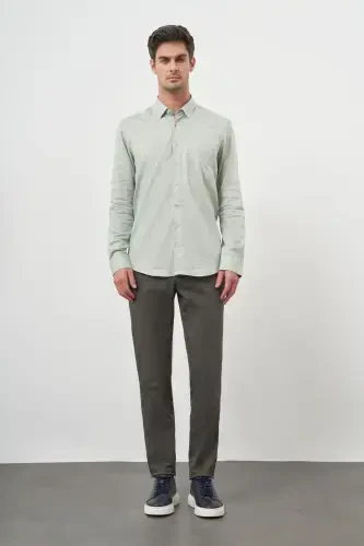 Modazone Men's Green Cotton Printed Patterned Pocketed Italian Collar Regular Fit Shirt - 4