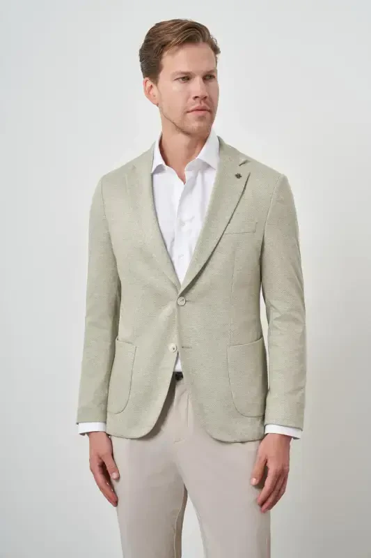 Modazone Men's Green Knitted Slim Fit Jacket - 3