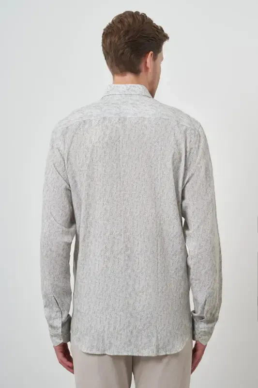 Modazone Men's Green Linen Trend Dynamic Fit Button-Down Collar Shirt - 5