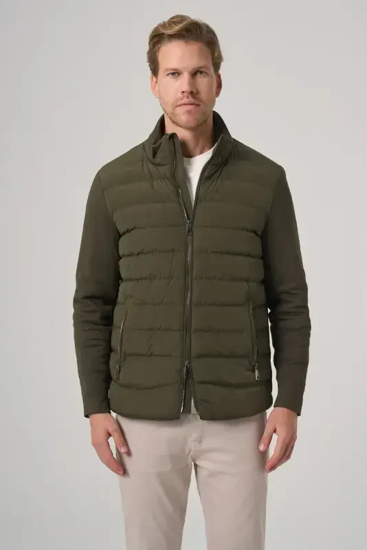 Modazone Men's Green Polyamide Short Quilted Jacket - MORVEN