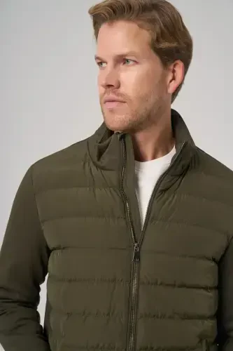 Modazone Men's Green Polyamide Short Quilted Jacket - MORVEN (1)