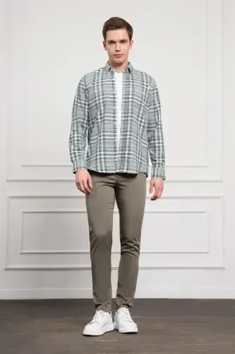 Modazone Men's Green Winter Buttoned Collar Regular Fit Shirt - MORVEN (1)