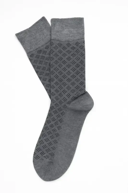 Modazone Men's Grey Bamboo Patterned Socks - 2