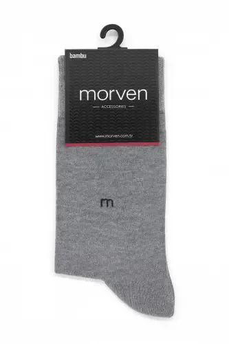 Modazone Men's Grey Bamboo Plain Pattern Socks - 1