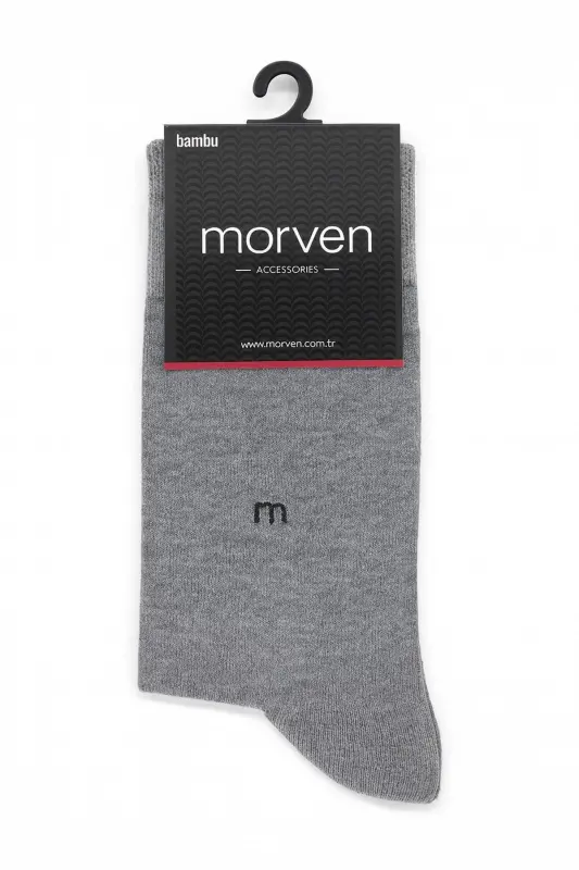 Modazone Men's Grey Bamboo Plain Pattern Socks - MORVEN