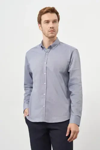 Modazone Men's Grey Cotton Trend Buttoned Collar Dynamic Fit Shirt - 1