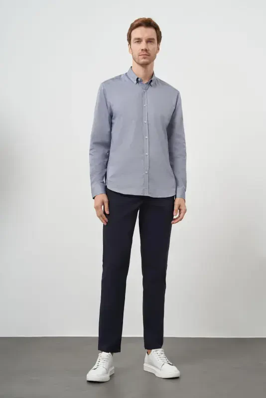 Modazone Men's Grey Cotton Trend Buttoned Collar Dynamic Fit Shirt - 4