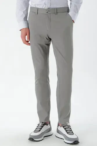 Modazone Men's Grey Piefti Cotton Side Pocket Slim Fit Chino Trousers - 3