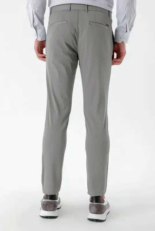 Modazone Men's Grey Piefti Cotton Side Pocket Slim Fit Chino Trousers - 7