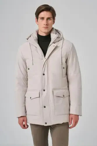 Modazone Men's Grey Polyamide Snap-Button Hooded Jacket - MORVEN (1)
