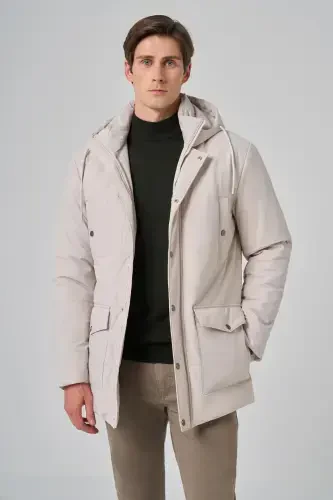 Modazone Men's Grey Polyamide Snap-Button Hooded Jacket - 3
