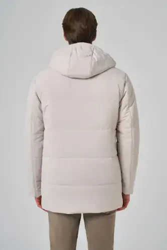 Modazone Men's Grey Polyamide Snap-Button Hooded Jacket - 5