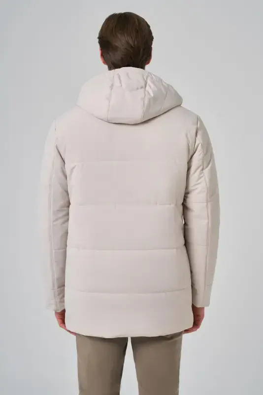 Modazone Men's Grey Polyamide Snap-Button Hooded Jacket - 5