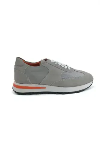 Modazone Men's Grey Seasonal Casual Leather Sneakers - 1