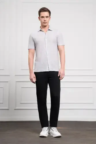 Modazone Men's Grey Trend Apache Collar Dynamic Fit Short Sleeve Shirt - MORVEN (1)