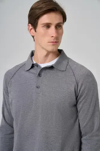 Modazone Men's Grey Trend Core Spun Polo Neck Dynamic Fit Comfort Fit Knitted Sweater - 3